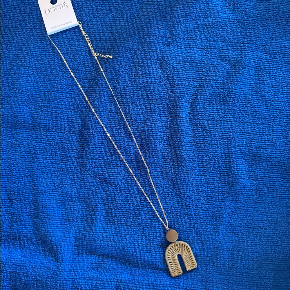 Dorothy Perkins Gold Pendant Necklace with Brown Accent